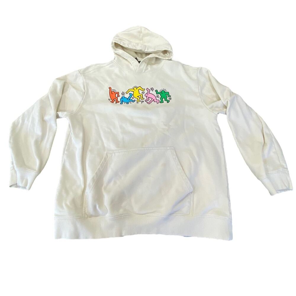 H&M Cream Hoodie with Colorful Animal Print